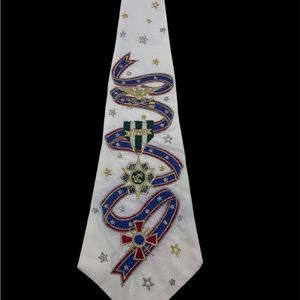 Vintage Necktie Buttonholes Military Patriotic Red White Blue